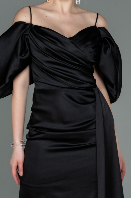 Partykleid Kurz Satin Schwarz ABK1773