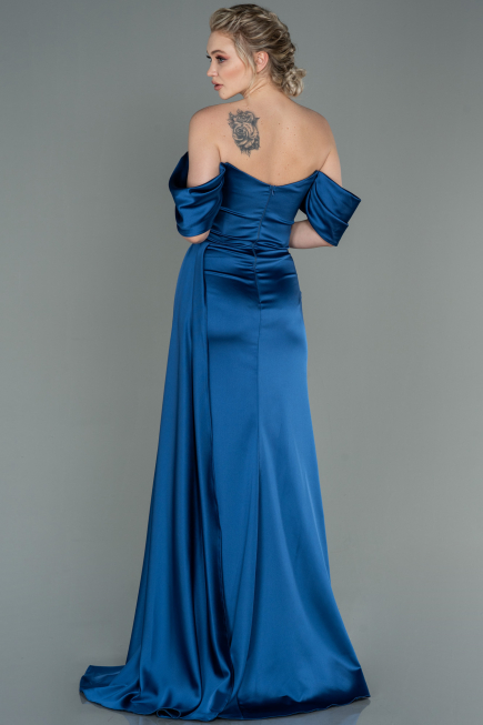 Indigo Abendkleid Satin Lang ABU2661