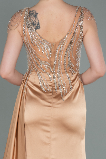 Abendkleid Lang Satin Gold ABU3161