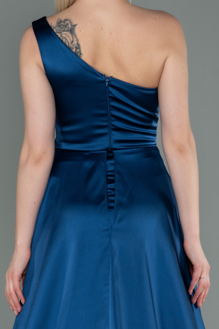 Abendkleid Lang Satin Marineblau ABU2933