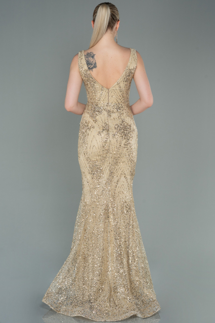 Abendkleid im Meerjungfrau-Stil Lang Gold ABU3178