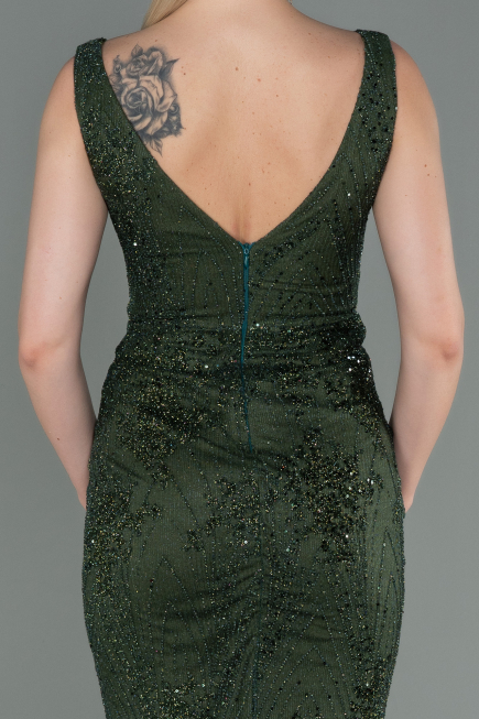 Abendkleid im Meerjungfrau-Stil Lang Smaragdgrün ABU3178