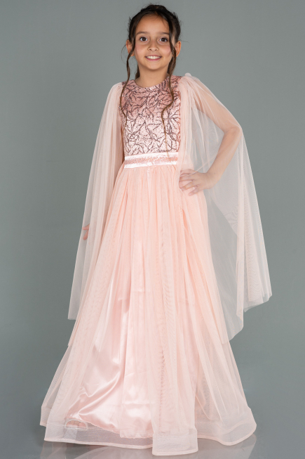 Abendkleid für Kinder Lang Lachs ABU3155