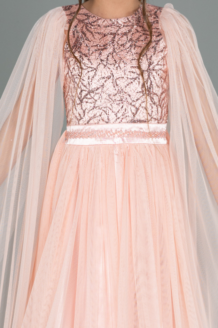 Abendkleid für Kinder Lang Lachs ABU3155