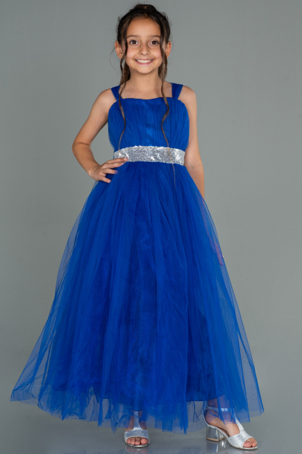 Sächsischblau Abendkleid Für Kinder Lang ABU3031