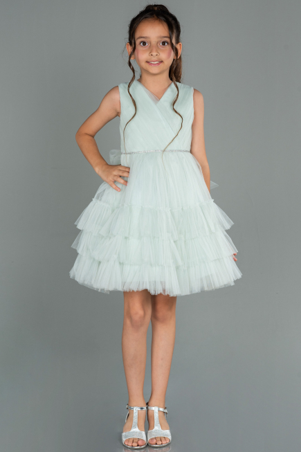 Abendkleid für Kinder Kurz Minzgrün ABK1769