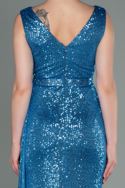 Abendkleid Lang Schuppig Indigo ABU3201