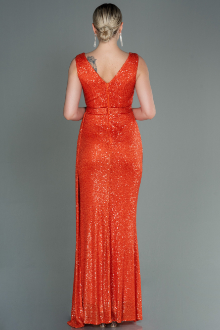Abendkleid Lang Schuppig Orange ABU3201