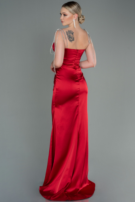 Abschlusskleid Lang Satin Rot ABU3198