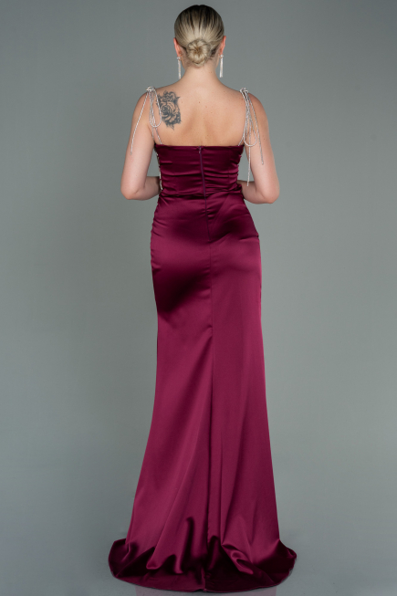 Abschlusskleid Lang Satin Pflaume ABU3198
