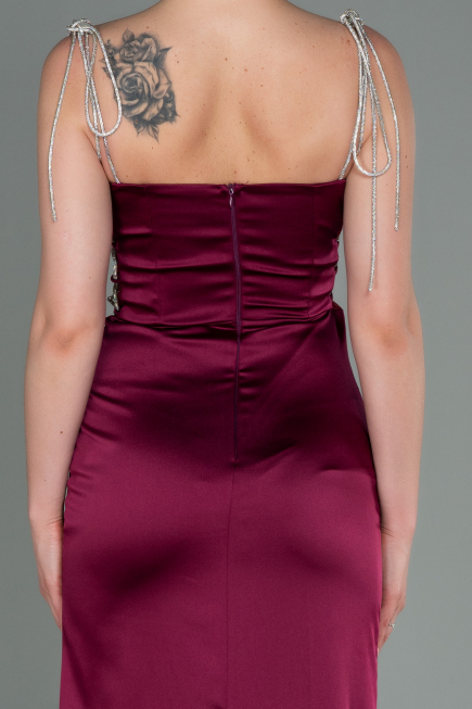 Abschlusskleid Lang Satin Pflaume ABU3198