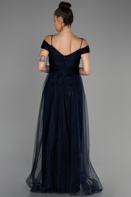 Marineblau Abendkleid Lang ABU2336