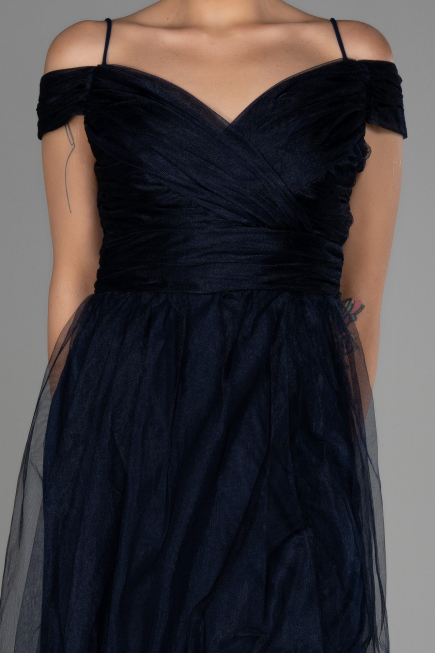 Marineblau Abendkleid Lang ABU2336