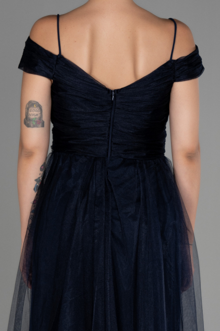 Marineblau Abendkleid Lang ABU2336