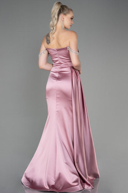 Puder Abendkleid Satin Lang ABU2618