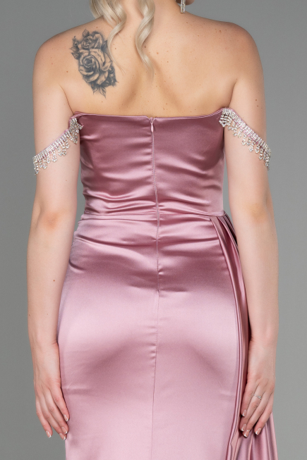 Puder Abendkleid Satin Lang ABU2618
