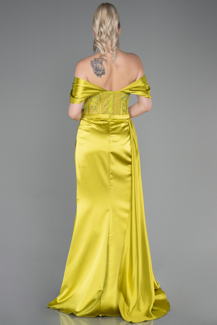 Pistaziengrün Abendkleid Satin Lang ABU2087