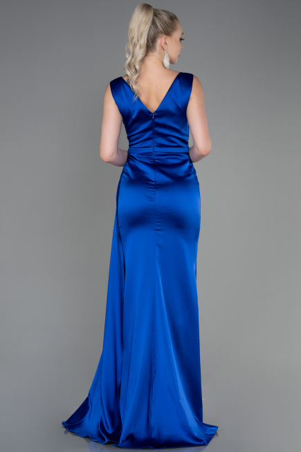 Abendkleid Lang Satin Sächsischblau ABU3235