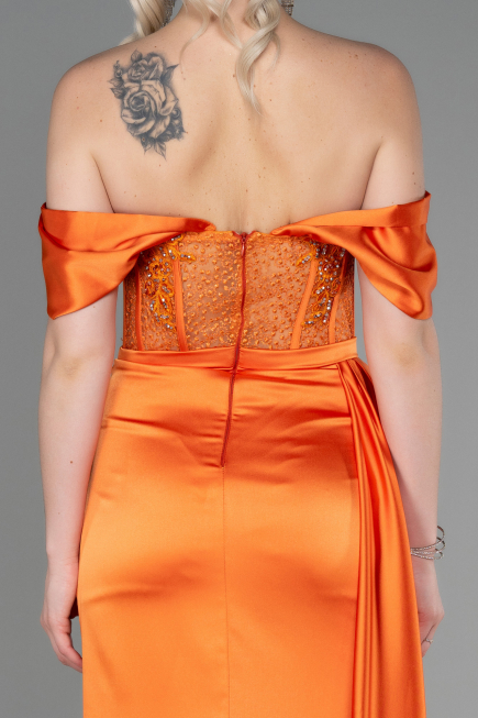 Orange Abendkleid Satin Lang ABU2087