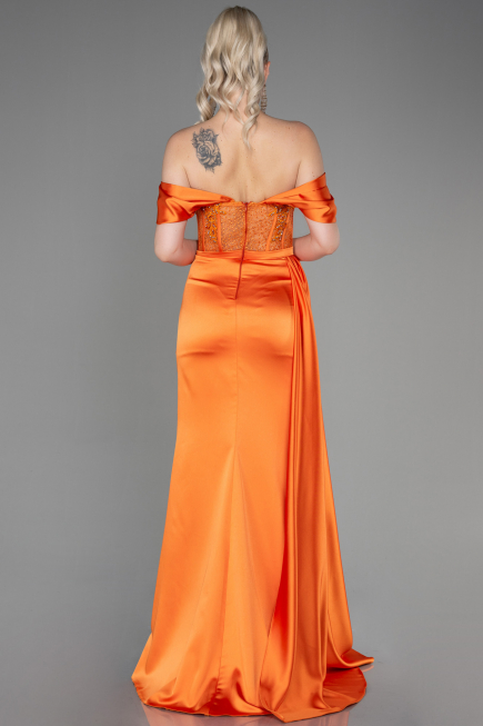 Orange Abendkleid Satin Lang ABU2087