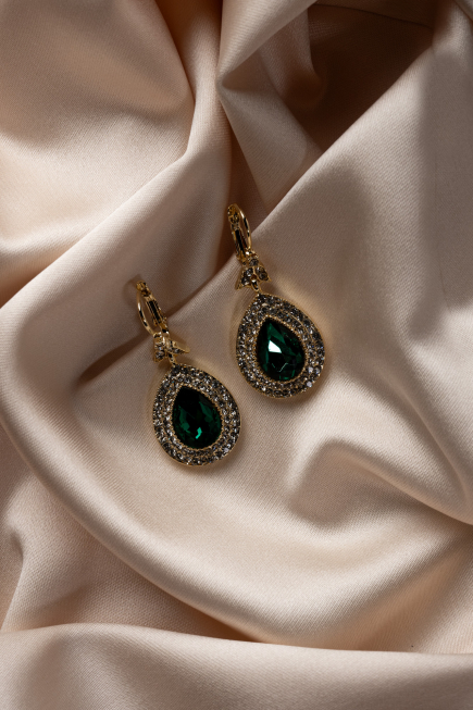 Smaragdgrün-Gold Ohrschmuck UK527