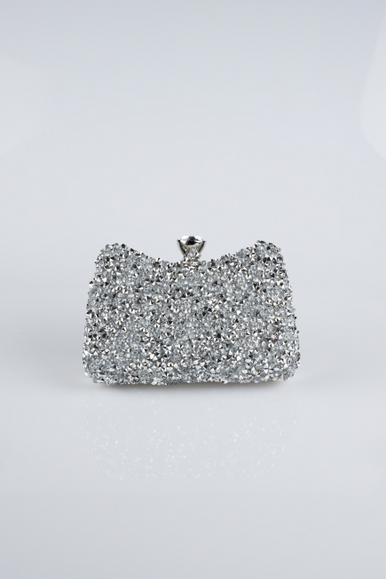 Abendtasche Steinbesetzt Silber SH828