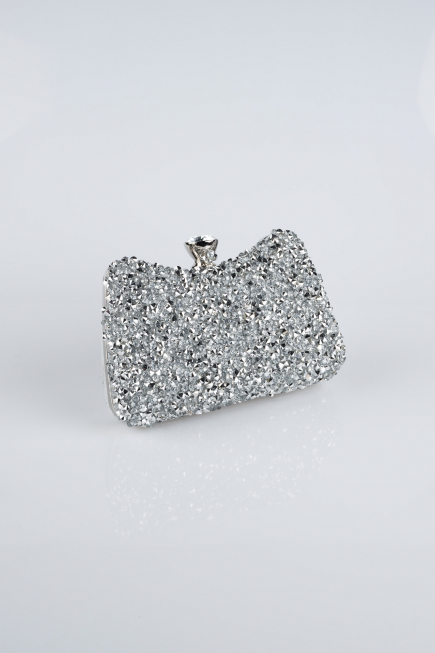 Abendtasche Steinbesetzt Silber SH828