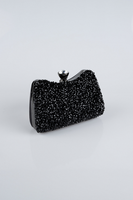 Abendtasche Steinbesetzt Schwarz SH828