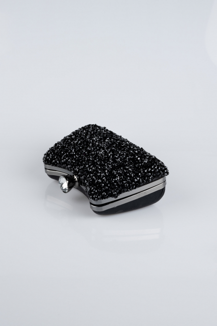 Abendtasche Steinbesetzt Schwarz SH828