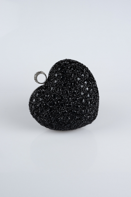 Abendtasche Steinbesetzt Schwarz SH829