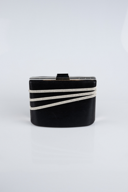 Abendtasche Verputz Schwarz-Silber SH822