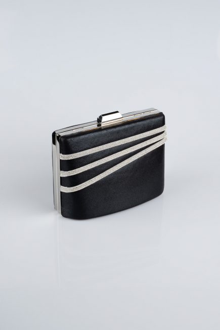 Abendtasche Verputz Schwarz-Silber SH822