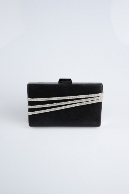 Schwarz-Silber Abendtasche Verputz SH819