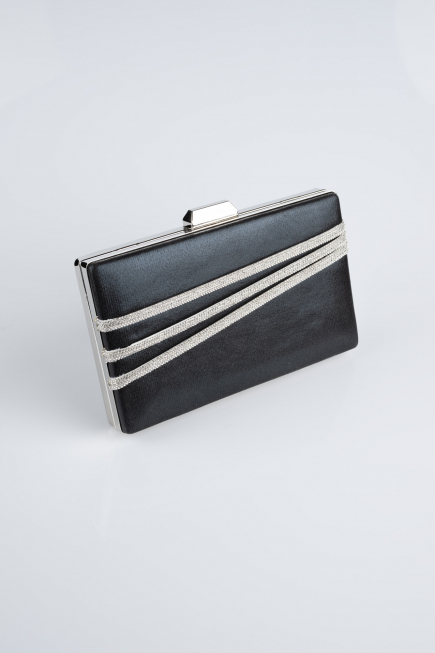 Schwarz-Silber Abendtasche Verputz SH819
