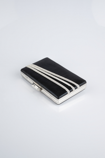 Schwarz-Silber Abendtasche Verputz SH819