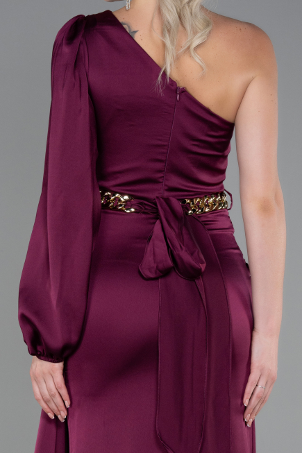 Pflaume Abschlusskleid Satin Lang ABU2625