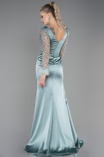 Minzgrün Abendkleid Satin Lang ABU3080