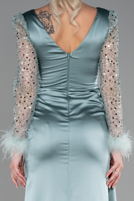 Minzgrün Abendkleid Satin Lang ABU3080