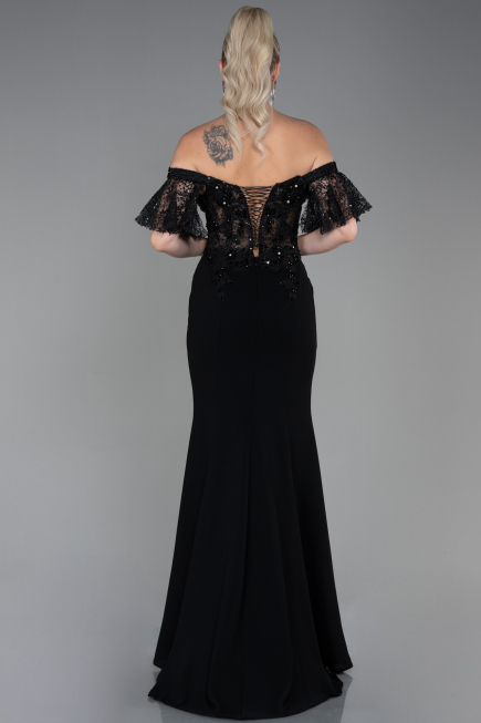 Abendkleid im Meerjungfrau-Stil Lang Spitze Schwarz ABU2581