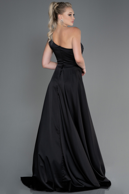 Abendkleid Lang Satin Schwarz ABU2933