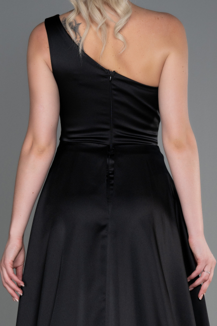 Abendkleid Lang Satin Schwarz ABU2933