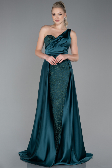 Abendkleid Lang Satin Smaragdgrün ABU2933