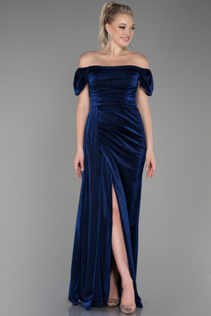 Marineblau Abendkleid Lang ABU2657