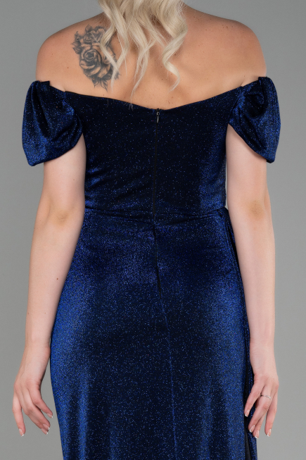 Marineblau Abendkleid Lang ABU2657