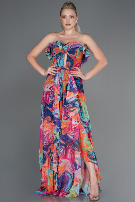 Sehr Farbvoll Abschlusskleid Lang ABU3086