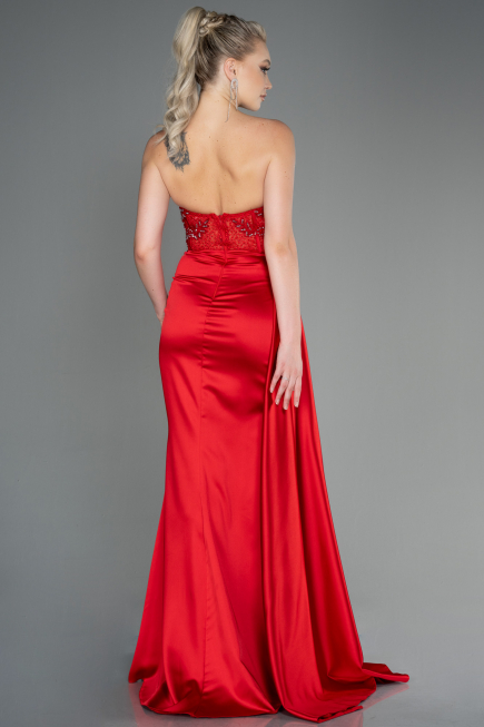 Abendkleid Lang Satin Rot ABU2127