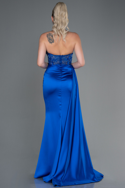 Abendkleid Lang Satin Sächsischblau ABU2127