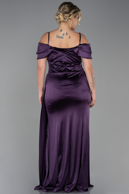 Violett dunkel Kleider İn Großen Größen Satin Lang ABU2855