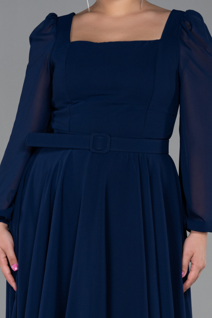 Marineblau Kleider İn Großen Größen Chiffon Midi ABK1753
