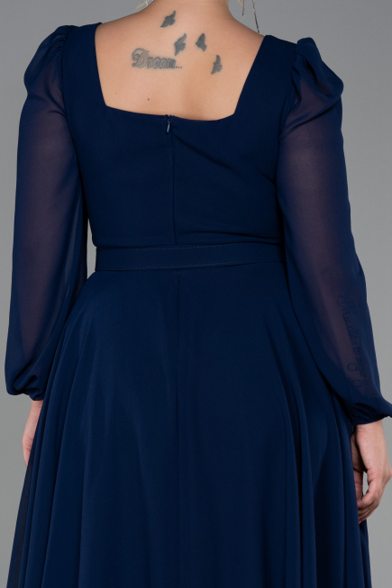 Marineblau Kleider İn Großen Größen Chiffon Midi ABK1753
